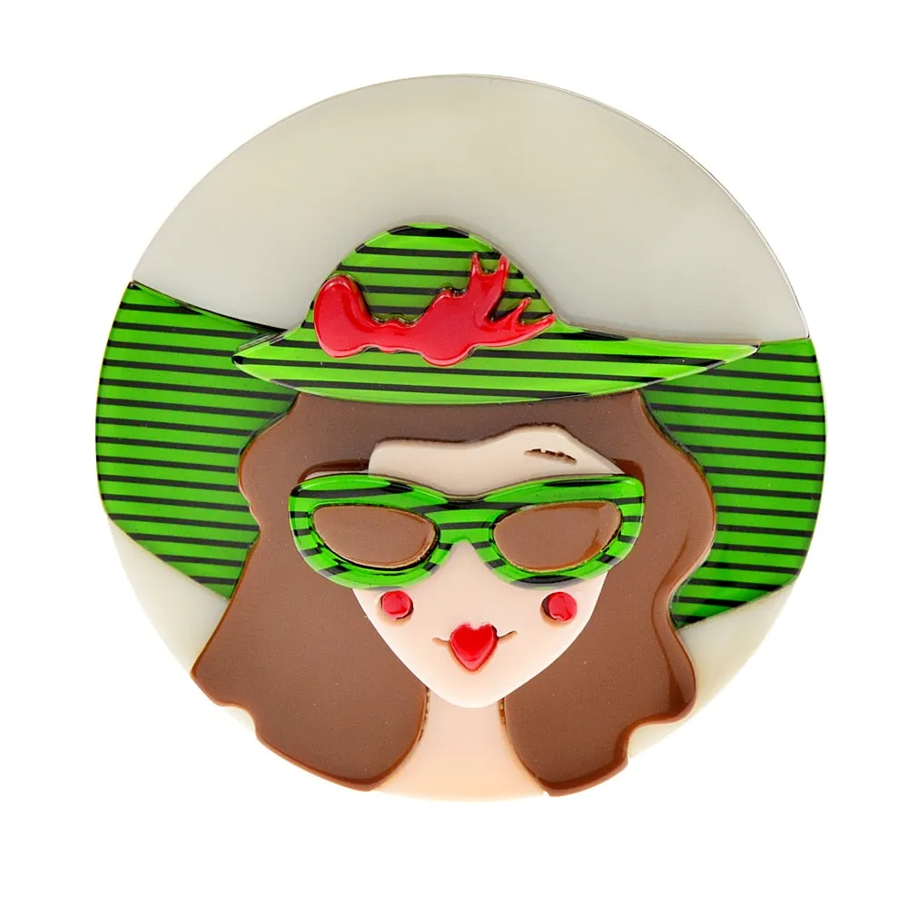 Acrylic Wear Big Hat Women Brooch