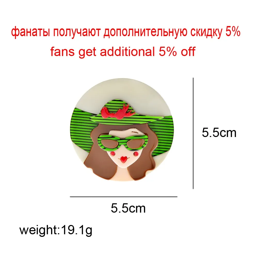 Acrylic Wear Big Hat Women Brooch