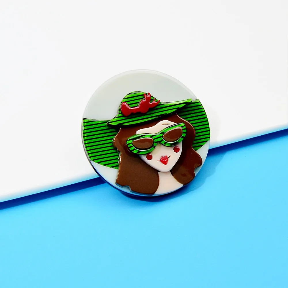 Acrylic Wear Big Hat Women Brooch