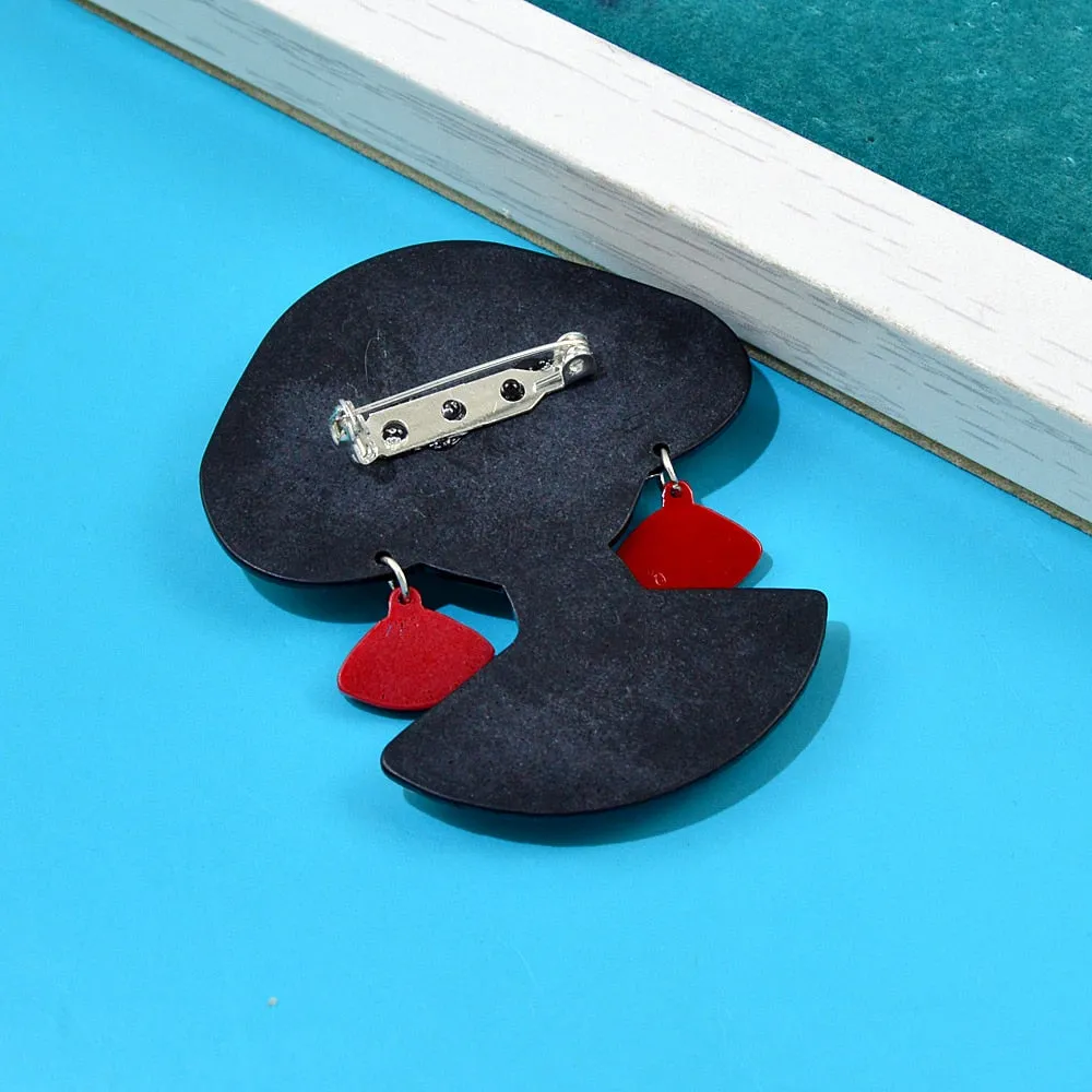 Acrylic Wear Glasses Modern Girl Brooch Pins For Women