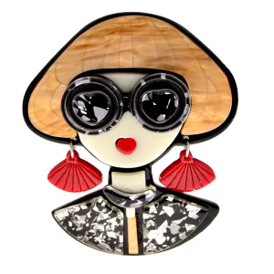 Acrylic Wear Glasses Modern Girl Brooch Pins For Women