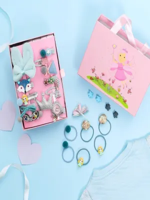 Adorable Blue Hair Accessory Set for Girls - Clips Bands & Belt