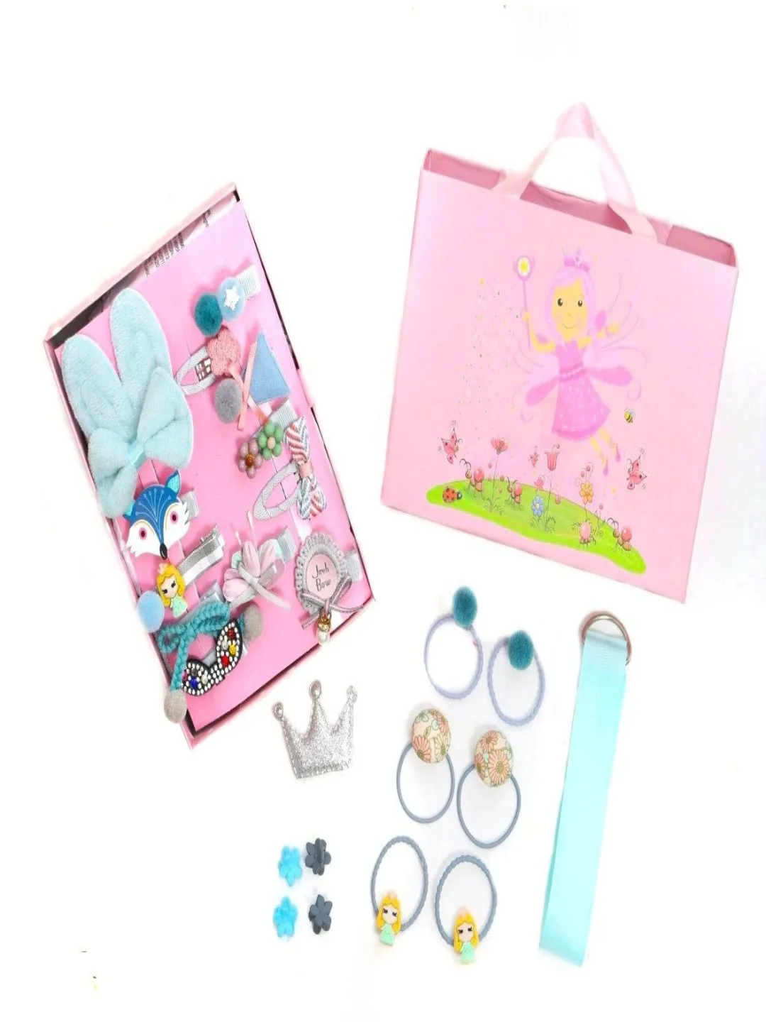 Adorable Blue Hair Accessory Set for Girls - Clips Bands & Belt