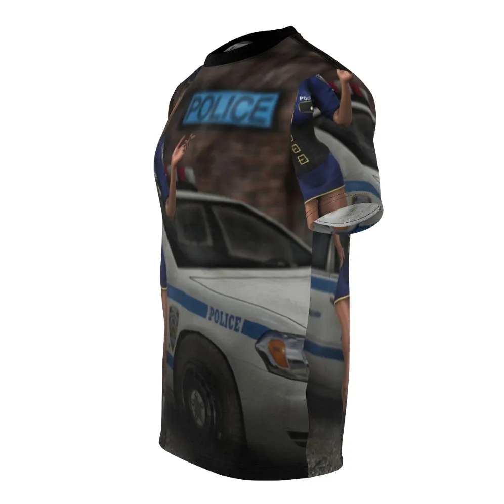 Adorable Cartoon Policewoman Uniform T-Shirt