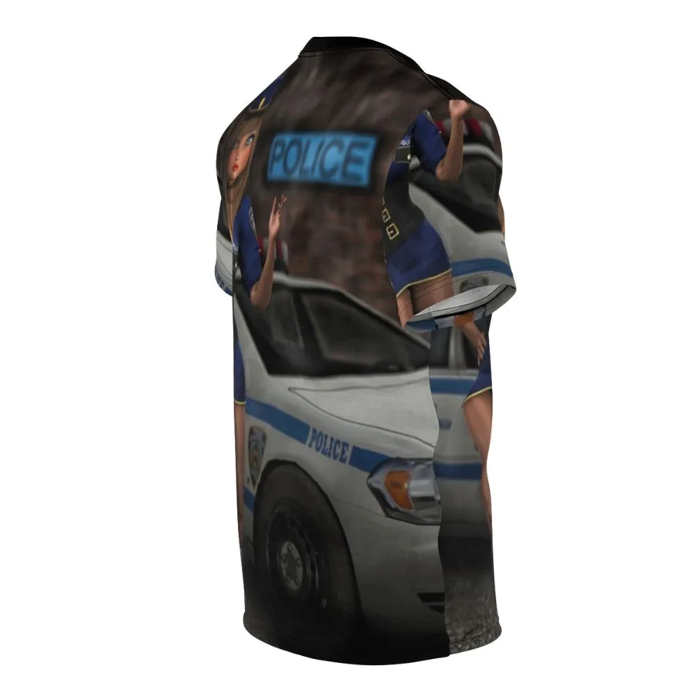 Adorable Cartoon Policewoman Uniform T-Shirt