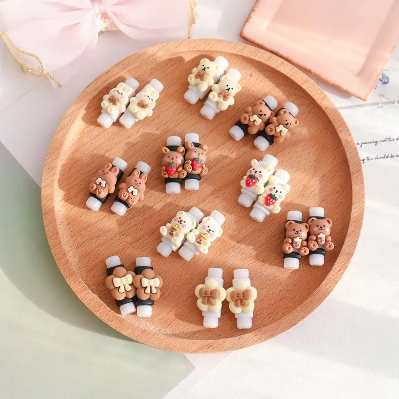 Adorable Milk Coffee Cartoon Cable Protector for Charging & Headphones