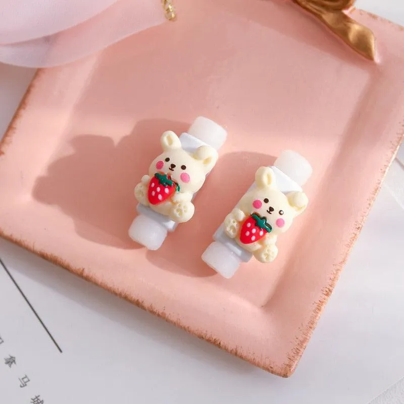 Adorable Milk Coffee Cartoon Cable Protector for Charging & Headphones