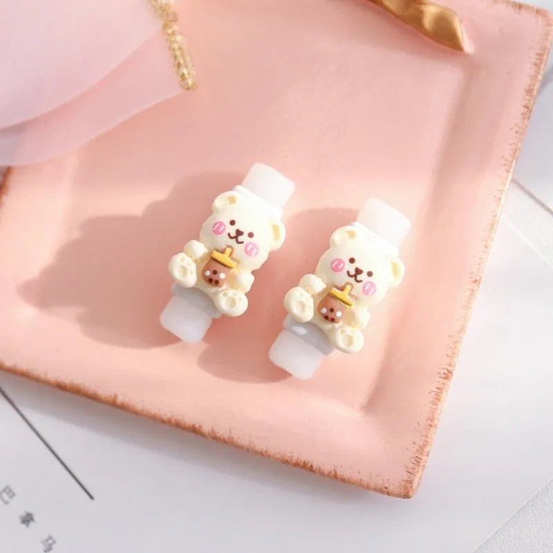 Adorable Milk Coffee Cartoon Cable Protector for Charging & Headphones