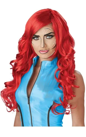 Adult Pop Art Red Superhero Wig