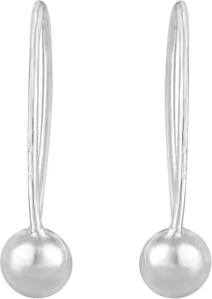AeraVida Trendy Minimalist Ball .925 Sterling Silver Slide-Through Earrings | Silver Minimalist Ball Earrings for Women | Sterling Slide-Through Earrings | Minimalist Ball Earrings