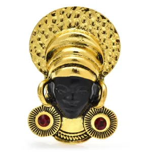 Africa Women Brooches Vintage Enamel Wear Earrings Lady Black Pearson Figure Party Casual Brooch