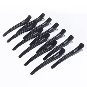 AIMIKE 12pcs Professional Hair Clips for Styling Sectioning, Non Slip No-Trace Duck Billed Hair Clips with Silicone Band, Salon and Home Hair Cutting Clips for Hairdresser, Women, Men - Black 4.3” 12 black