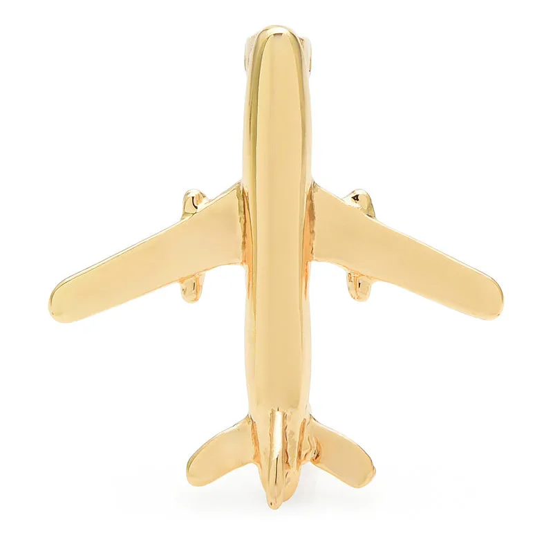 Airplane Brooches Women Men 2-color Metal Plane Transportation Office Casual Brooch