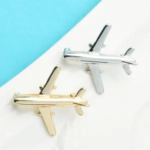 Airplane Brooches Women Men 2-color Metal Plane Transportation Office Casual Brooch