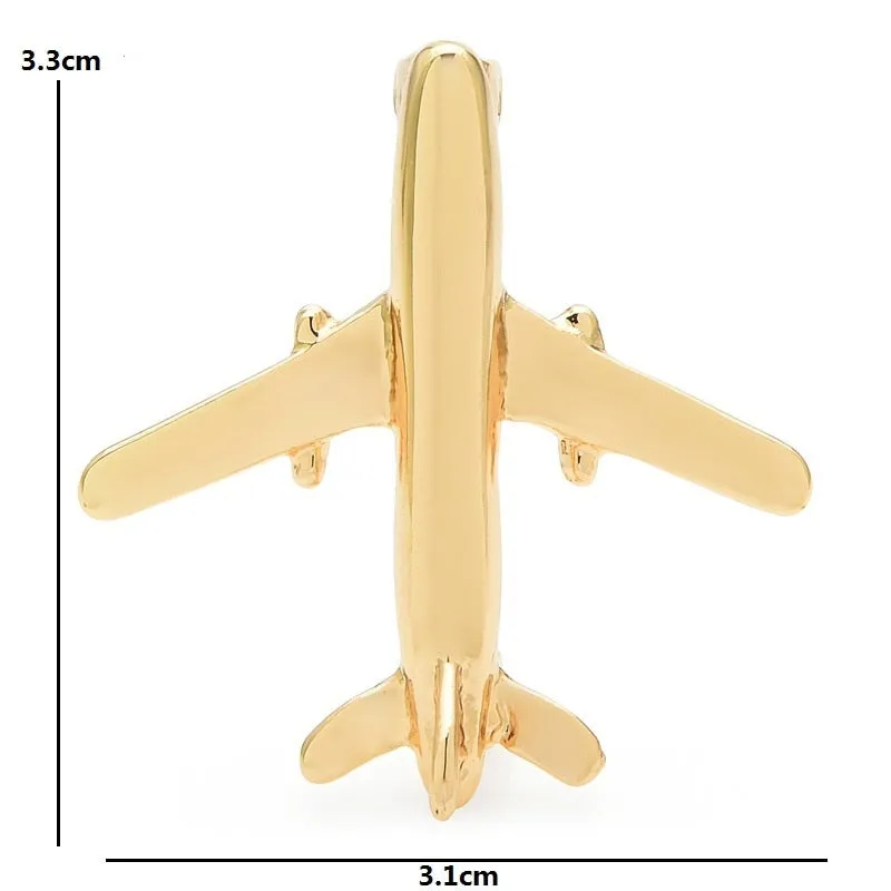 Airplane Brooches Women Men 2-color Metal Plane Transportation Office Casual Brooch