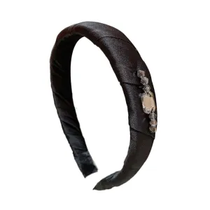 AJMIPO Wide Edge Black Velvet Large Bow Headband Vintage Pressure Headband Hair Clip