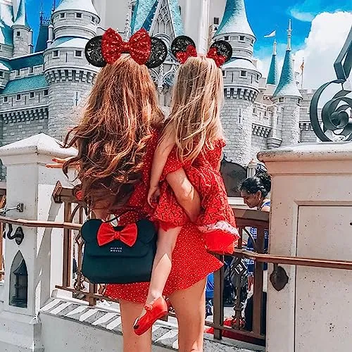 Akkya Mouse Ears Headband Hair Clips Accessories for Women Girl Kid Adult Birthday Party Princess Park Costume Mini Bow Present Black