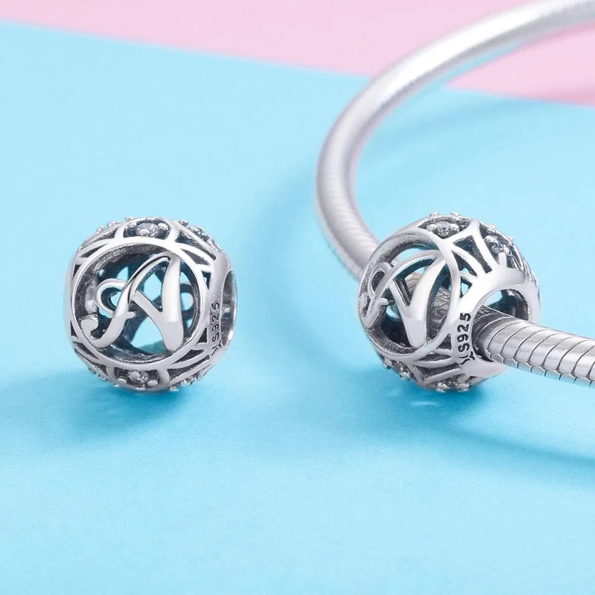 Alphabet Charms A-Z Letter Initial 925 Sterling Silver Charm Word Charm Anniversary Charm for Pandora Charm Bracelet