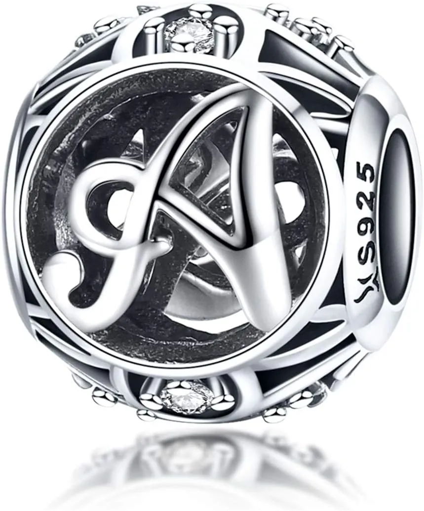Alphabet Charms A-Z Letter Initial 925 Sterling Silver Charm Word Charm Anniversary Charm for Pandora Charm Bracelet