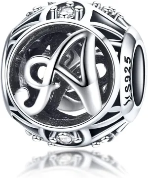Alphabet Charms A-Z Letter Initial 925 Sterling Silver Charm Word Charm Anniversary Charm for Pandora Charm Bracelet