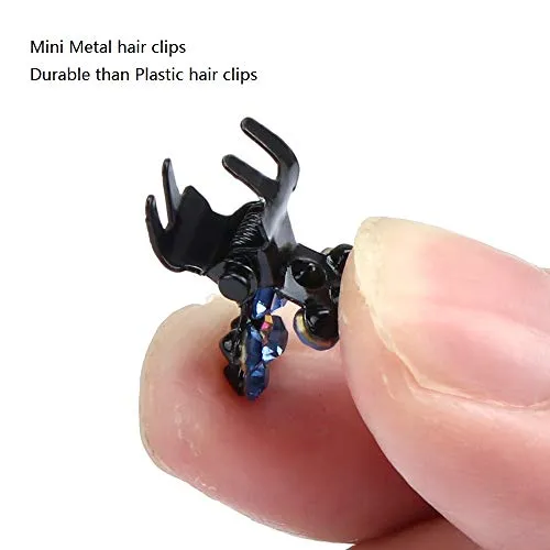 ANBALA Hair Claw Clips, 65pcs Mini Hair Clips No-Slip Grip Jaw Clips Glitter Teeth Clips Rhinestone Hair Clips Metal Clamps Mix Colored Flower Hair Accessories for Women Girls