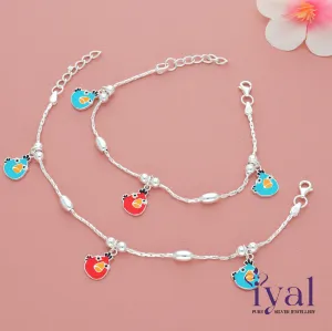 Angry Bird Cartoon Silver Anklet for Kids(3-5yrs)