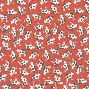 Animal Crackers - Cows Apple Red Yardage