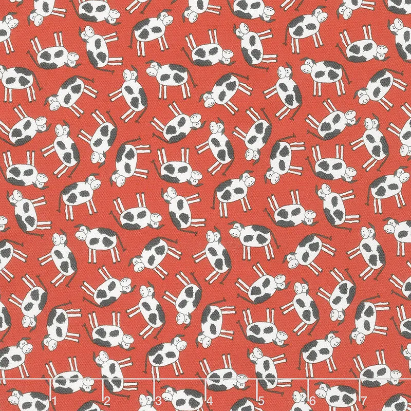 Animal Crackers - Cows Apple Red Yardage