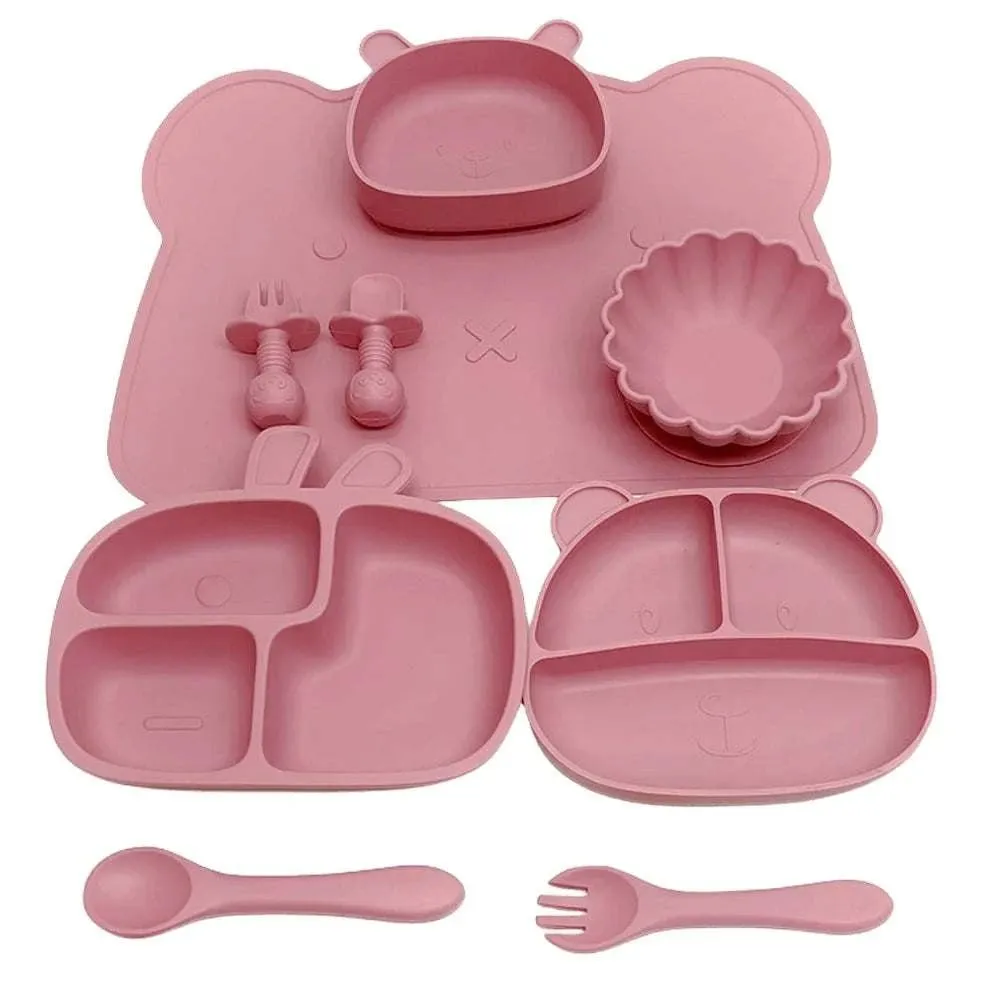 Animal Ears Baby Feeding Silicone Tableware Set
