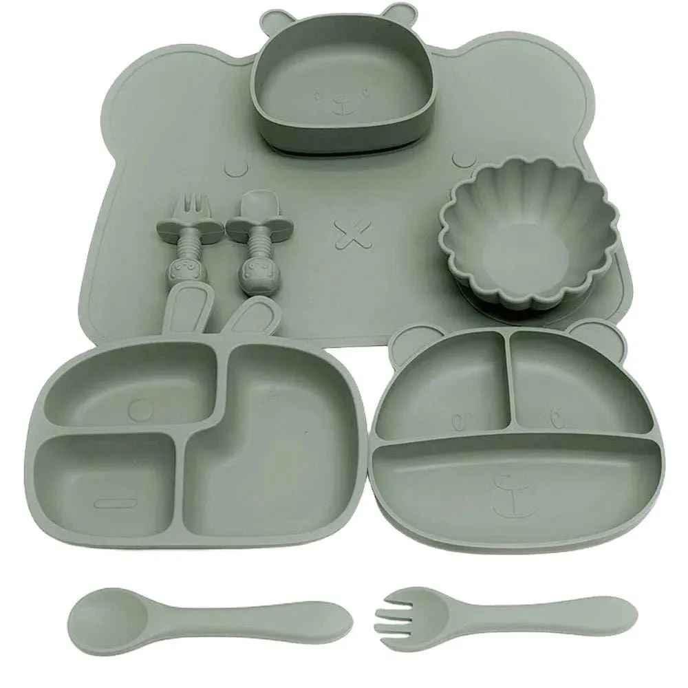 Animal Ears Baby Feeding Silicone Tableware Set