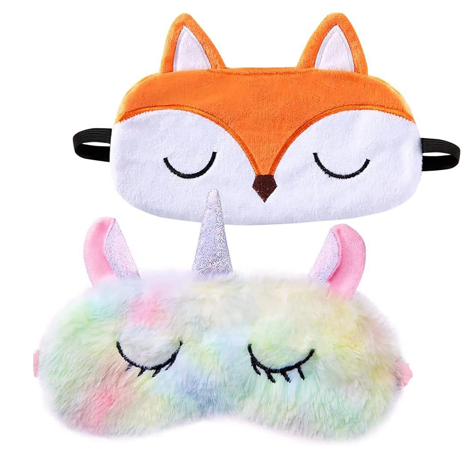 Animal Eye Mask for Sleeping Cute 3D Soft Cartoon Sleep Mask Breathable Eyeshade Kids Adult Women for Travel Pajamas Slumber Party (2 PCS) 2 Pcs