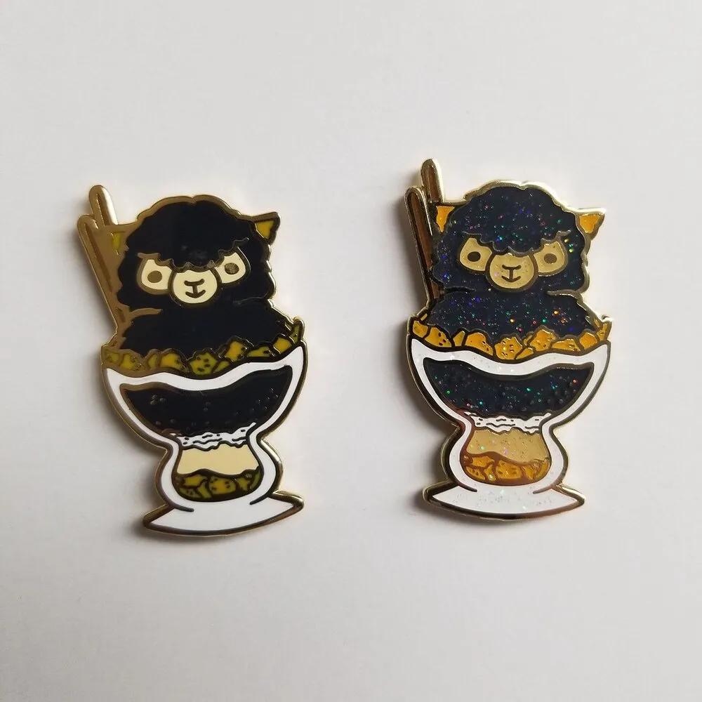 Animal Parfait Pal Hard Enamel Pin - Cute Animal Food Hybrid Pun Pins (Glitter)