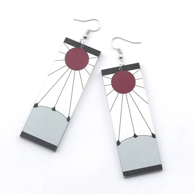 Anime Acrylic Drop Earrings Demon Slayer Kimetsu no Yaiba Blade of Ghost Earings For Women Men Cosplay Jewelry Accessories Gift