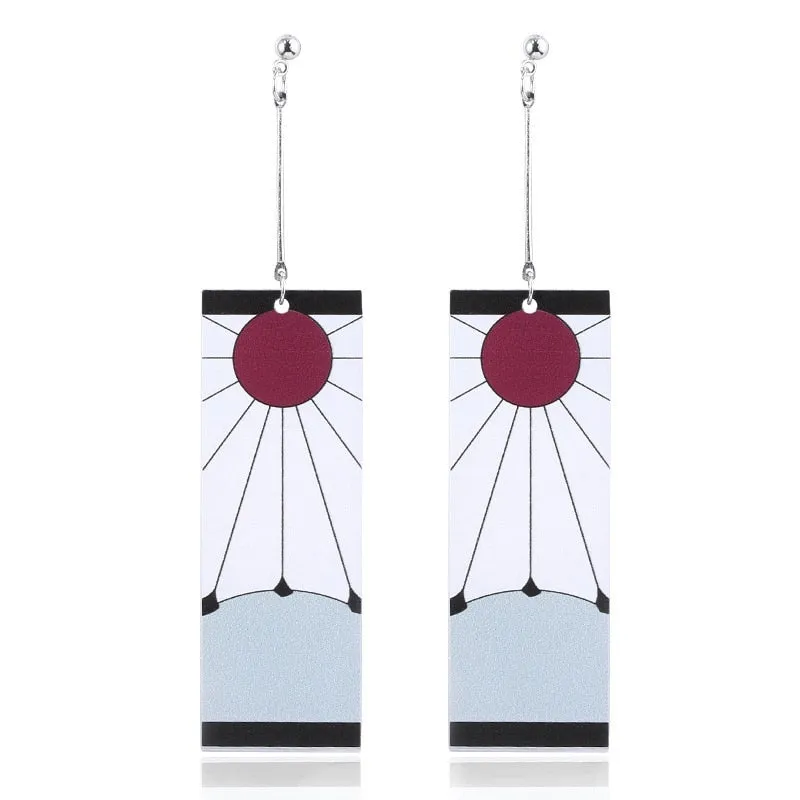 Anime Acrylic Drop Earrings Demon Slayer Kimetsu no Yaiba Blade of Ghost Earings For Women Men Cosplay Jewelry Accessories Gift