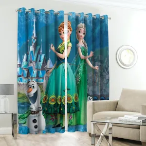 Anna Elsa Character Kids Room Curtains - 1 Curtain ( Not included 2 Curtains )