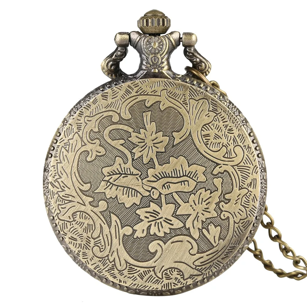 Antique Bronze Cute Cartoon Quartz Pocket Watch