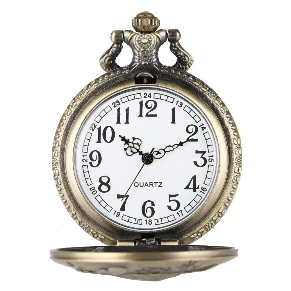 Antique Bronze Cute Cartoon Quartz Pocket Watch