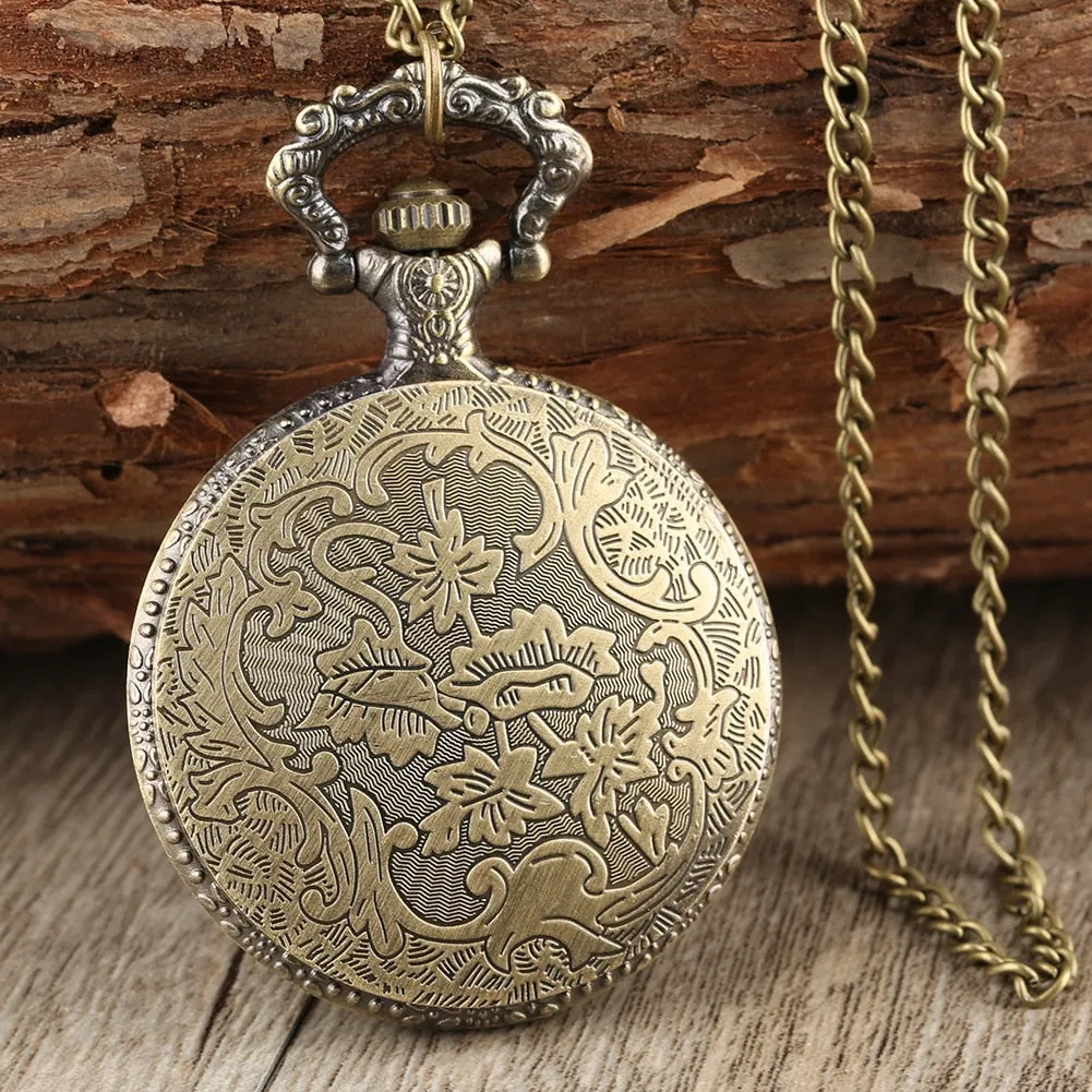 Antique Bronze Cute Cartoon Quartz Pocket Watch