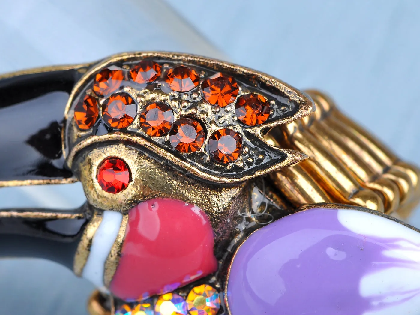 Antique Multicolored Tropical Toucan Parrot Bird Ring