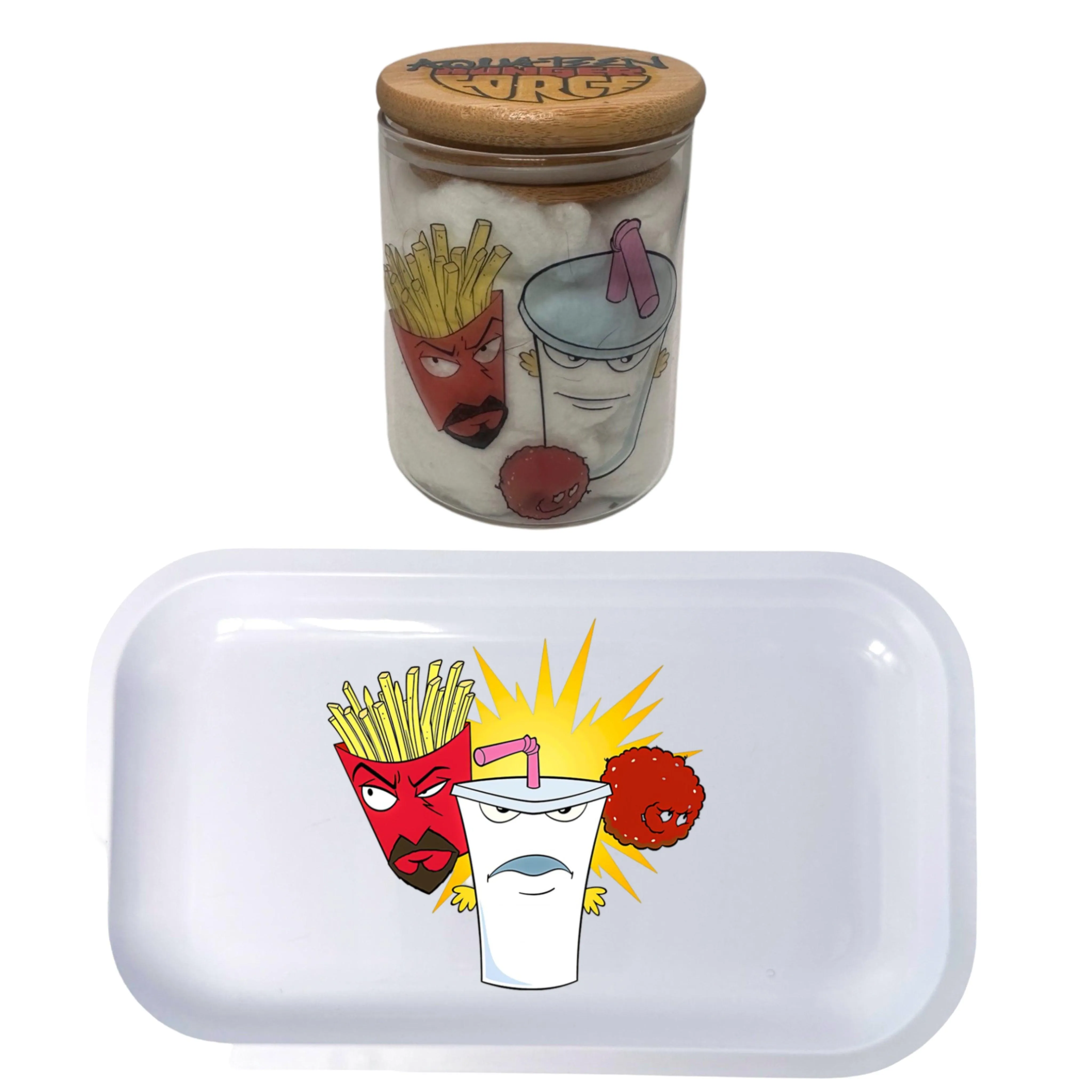 Aqua Team Cartoon Spice Grinder, Stash Jar, Rolling Tray Set