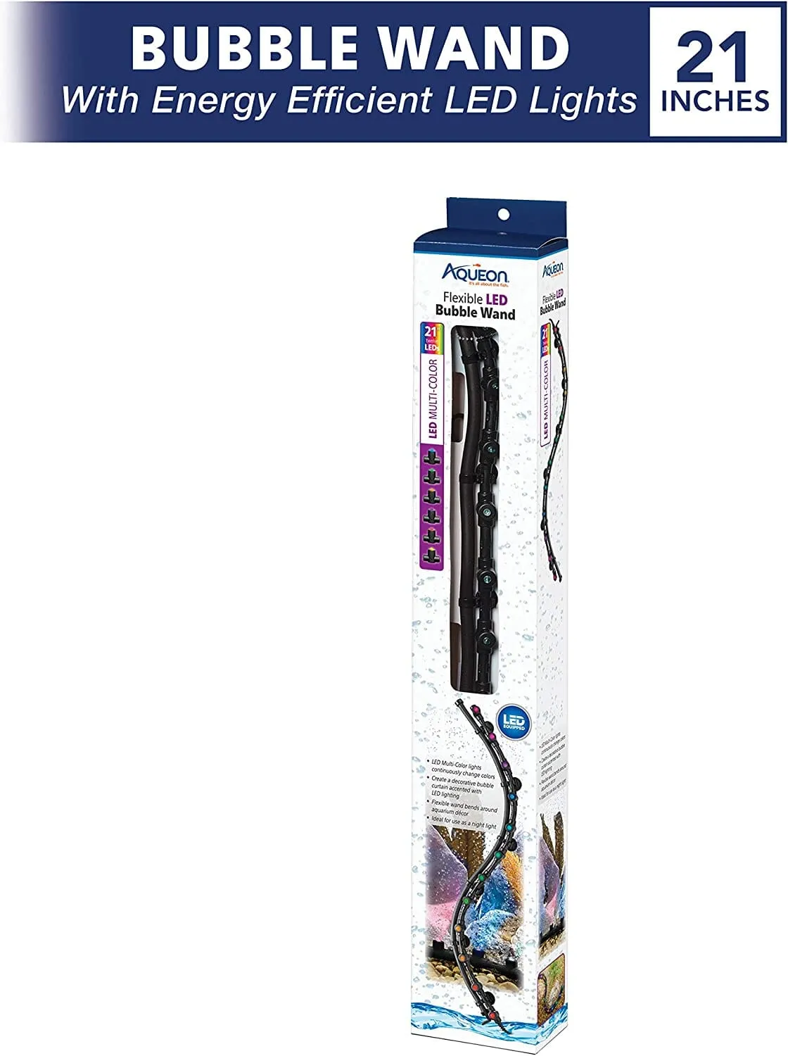 Aqueon Flexible LED Bubble Wand Multi Color - 21 in