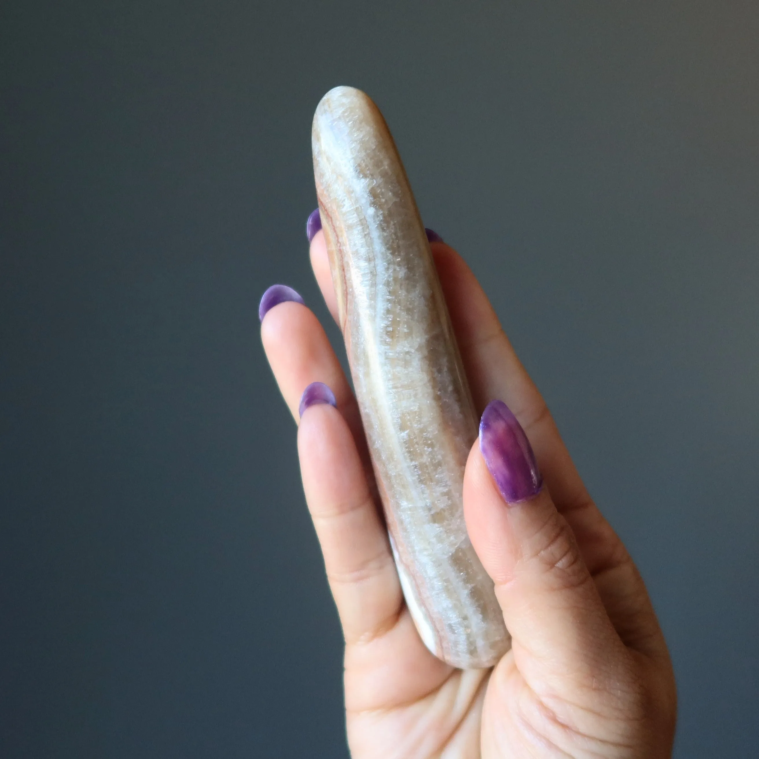 Aragonite Massage Wand Sleek Brown Healing Stone