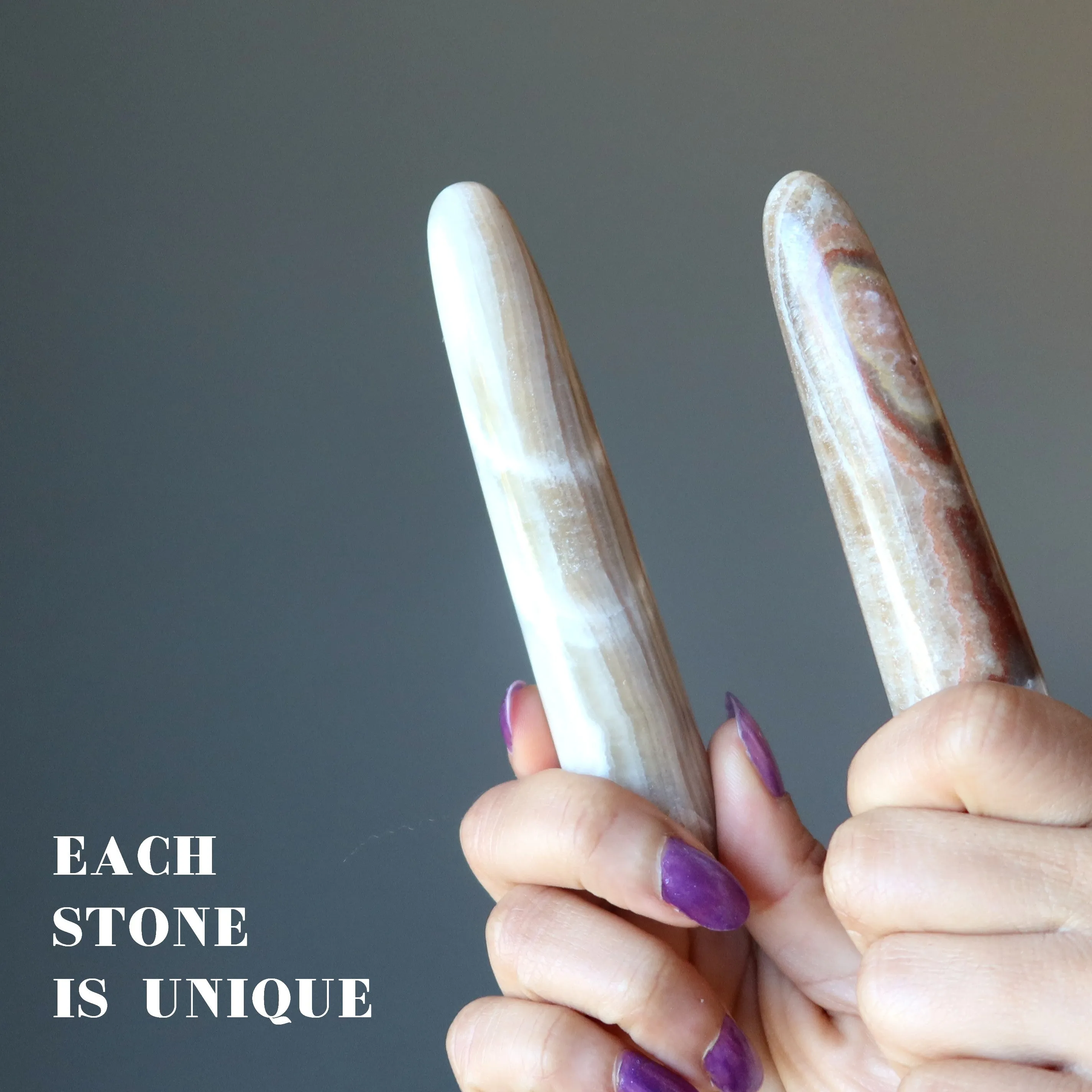 Aragonite Massage Wand Sleek Brown Healing Stone