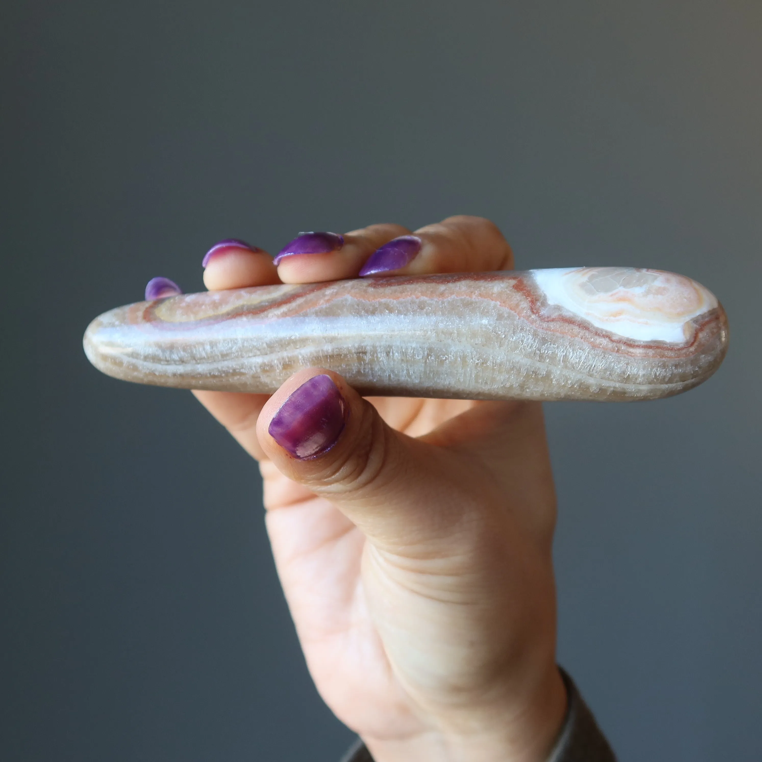 Aragonite Massage Wand Sleek Brown Healing Stone