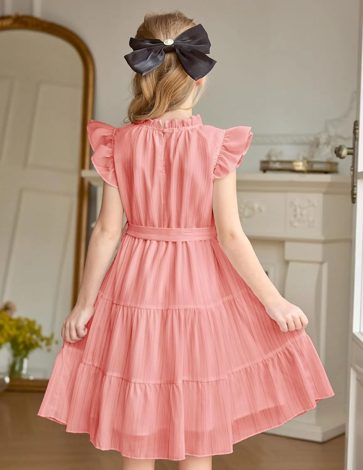 Arshiner Tween Girls Summer Dress Ruffle Sleeve A Line Elegant Dresses
