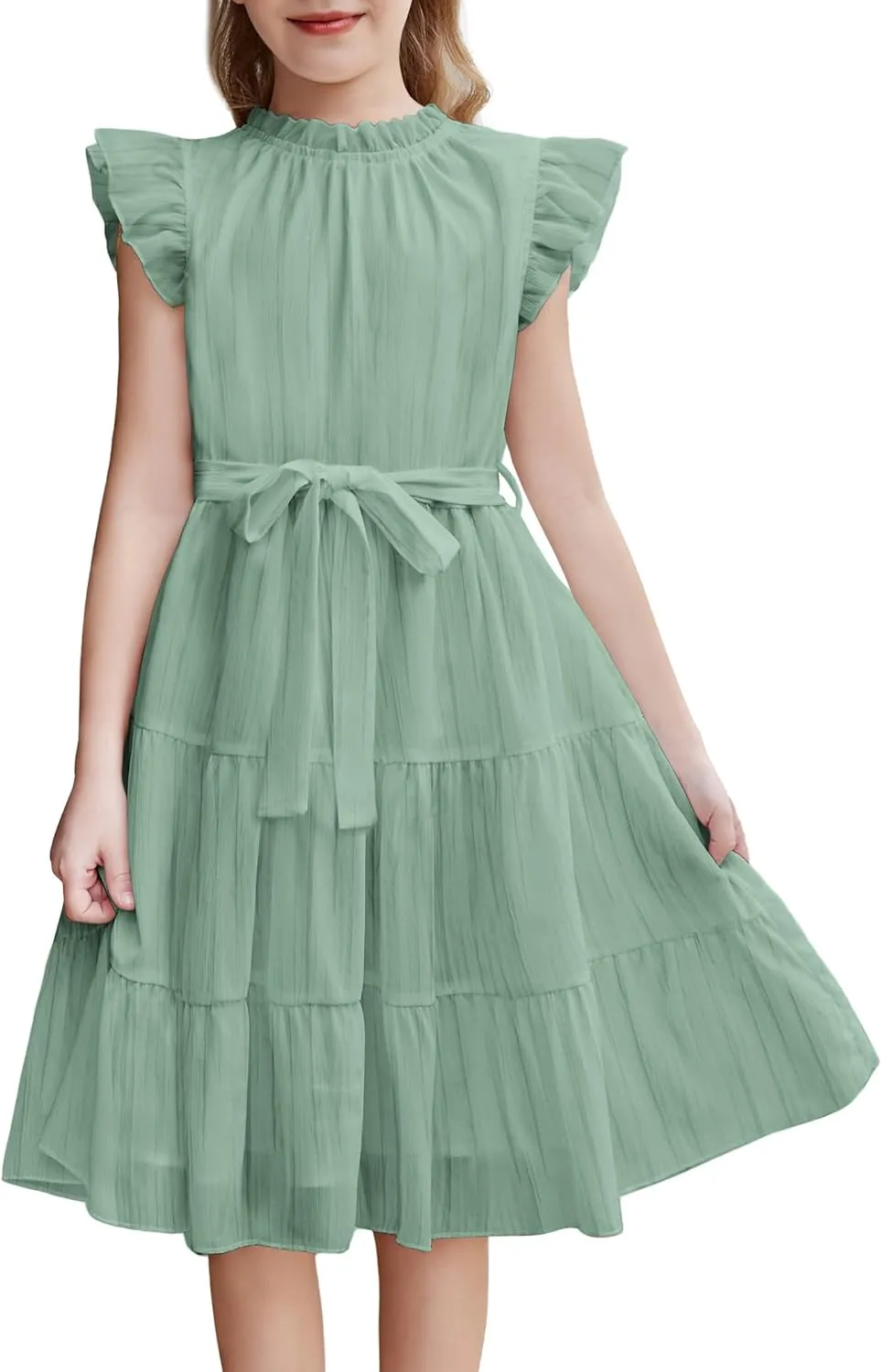 Arshiner Tween Girls Summer Dress Ruffle Sleeve A Line Elegant Dresses