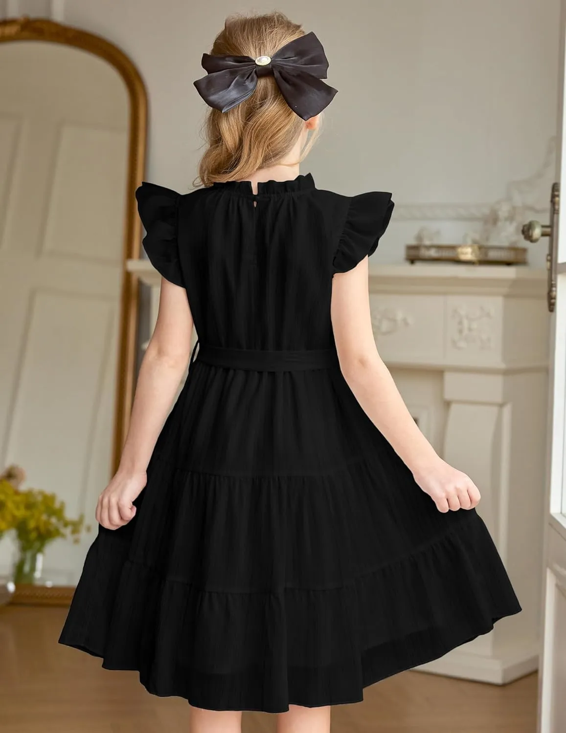 Arshiner Tween Girls Summer Dress Ruffle Sleeve A Line Elegant Dresses