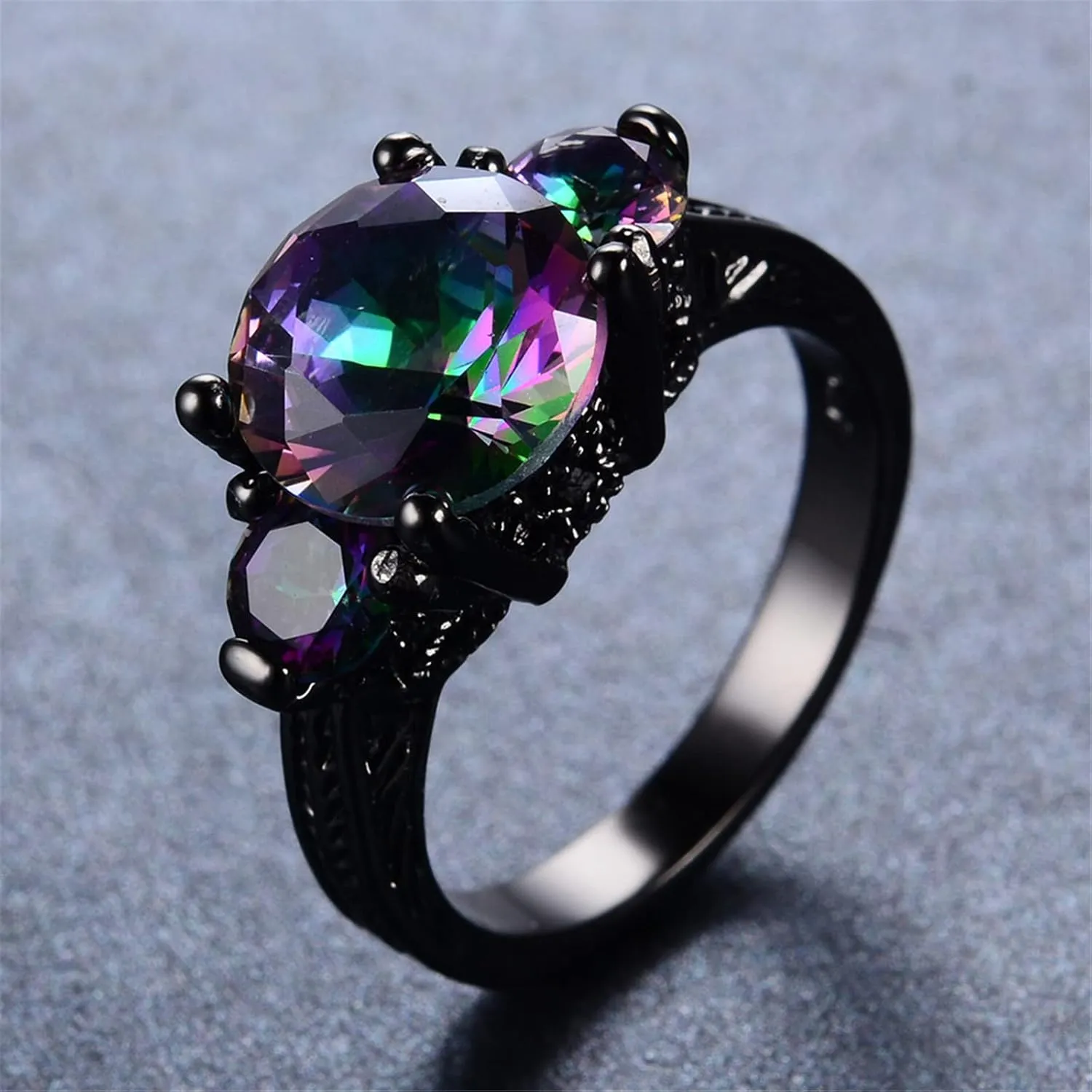 Art Deco Round Cut Wedding Engagement Ring 925 Silver Round Cubic Zirconia Solitaire Design Fashion Ring for Women