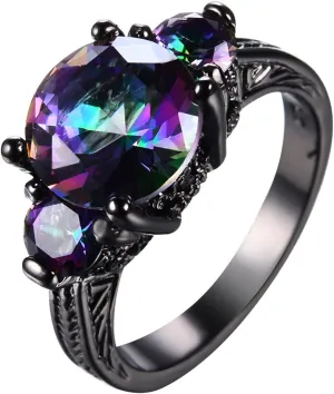 Art Deco Round Cut Wedding Engagement Ring 925 Silver Round Cubic Zirconia Solitaire Design Fashion Ring for Women