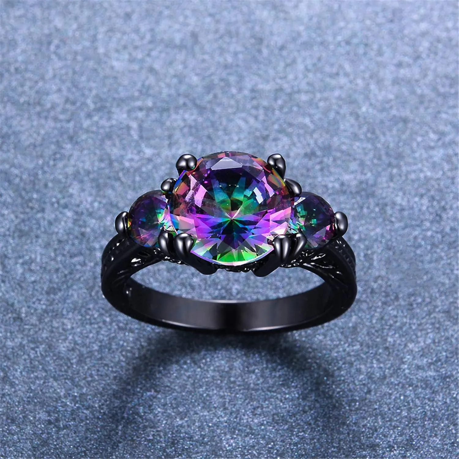Art Deco Round Cut Wedding Engagement Ring 925 Silver Round Cubic Zirconia Solitaire Design Fashion Ring for Women